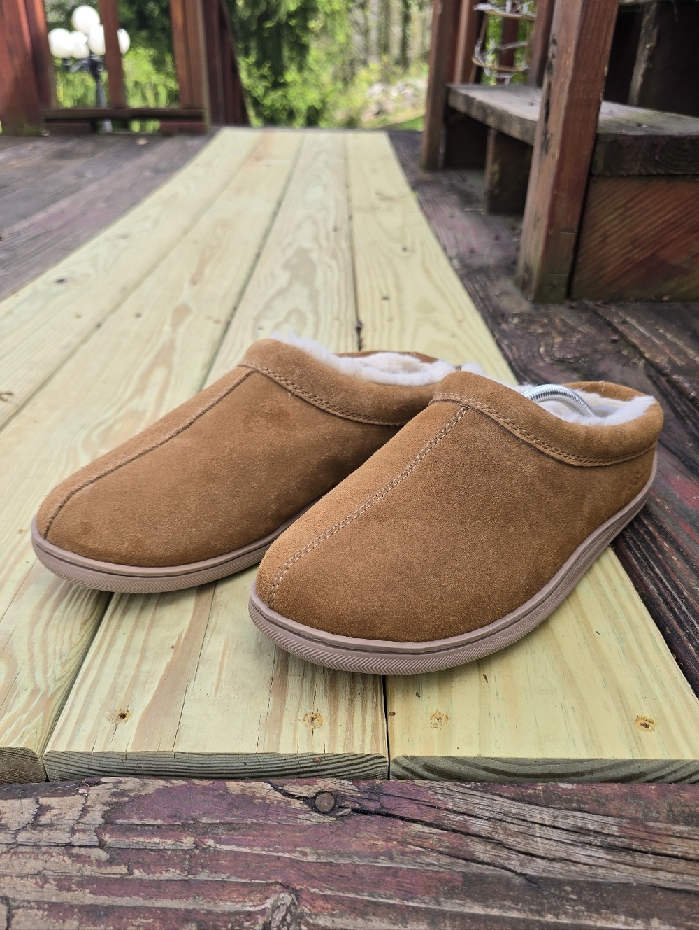 My Slippers, Mens Chestnut Leather, Suede Soft, Comfort Cozy Slip On Shoes Sz 9W